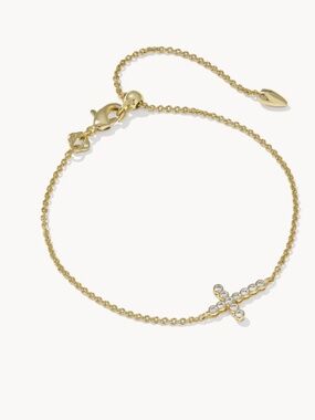 Kendra Scott Cross Gold Crystal Delicate Chain Bracelet